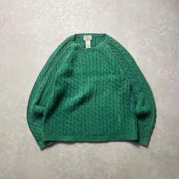L.L.Bean 코튼 케이블 니트 스웨터 그린 녹색 엘엘빈 구제 의류