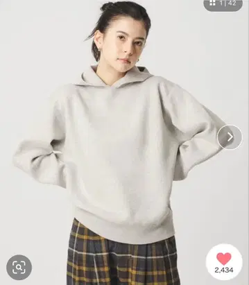 [ beauty&youth ] 코튼 울 블렌드 니트 후디 라이트 그레이