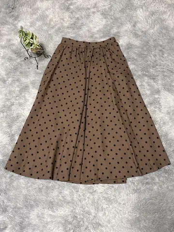 TATEFORD 테이트포드 도트 플레어 스커트 9호 M 브라운