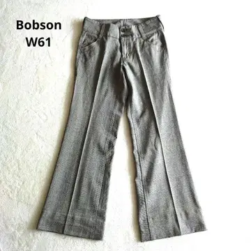 Bobson 글렌체크 플레어 팬츠 W61 그레이 일본제 신축성