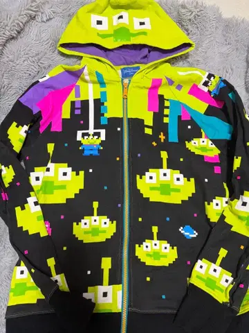 도쿄 디즈니 리조트 픽셀 아트 후드티 M 리틀 그린맨