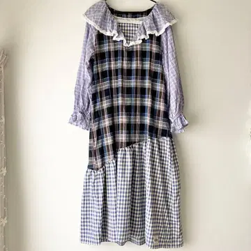 [ HELLO.SANFRANCISCO ] 패치워크 체크 롱 원피스