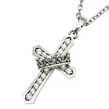 새상품급 저스틴 데이비스 크로스 위드 크라운 스톤 목걸이 남녀 공용