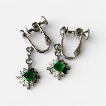 4 레트로 [컨디션 최상] 그린 스톤 스퀘어 귀찌 빈티지 흔들림 청순