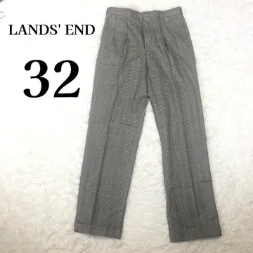 남성용 컨디션 최상 랜드스엔드 USA 32 L 상당 울 슬랙스 글렌체크
