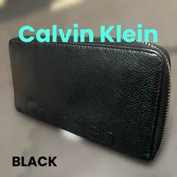 캘빈 클라인 블랙 가죽 라운드 지퍼 장지갑