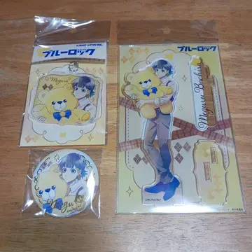 바치라 메구루 테디베어 아크릴 스탠드 & 캔뱃지 전 3종 세트 블루 록
