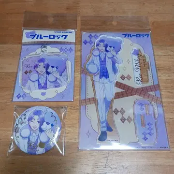 미카게 레오 테디베어 아크릴 스탠드 & 캔뱃지 총 3종 세트 블루 록