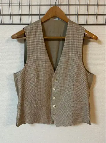 라르디니 LARDINI 48 체크 무늬 베이지 베스트