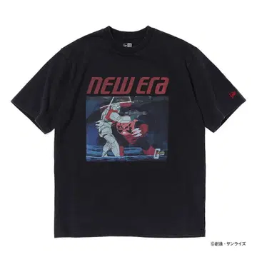 NEW ERA 반팔 워시드 코튼 T셔츠 기동전사 건담 블랙
