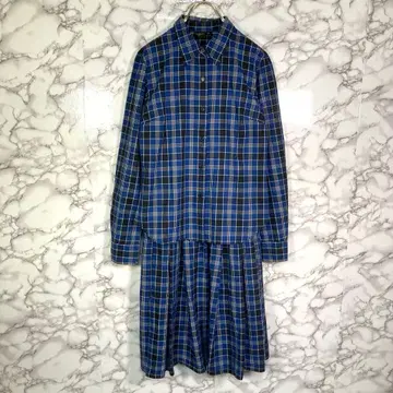 아네스베 (S 상당) 체크 셋업 블라우스 & 원피스 블루