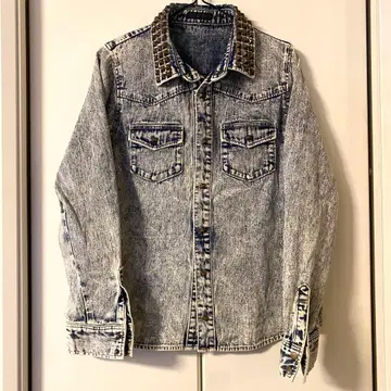 candy stripper 데님 긴팔 셔츠 스터드