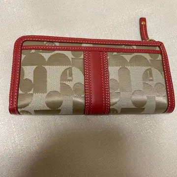 ELLE 장지갑 베이지 빨간색 로고