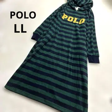 POLO 롱 원피스 후드 부착 보더 네이비 그린 LL 가을/겨울