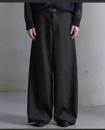 CLEL 울 블렌드 헤링본 트위드 3D 팬츠