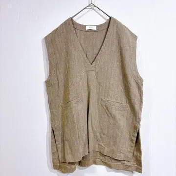 [ 즉완품 ] kagure 카구레 V넥 롱 베스트 베스트 포켓 브라운