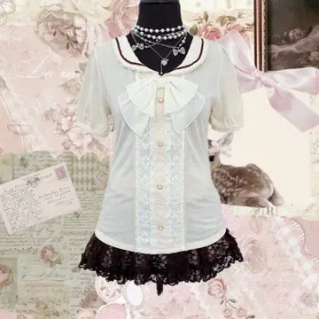 y2k axes femme 리본 코튼 레이스 위시코어 모리걸