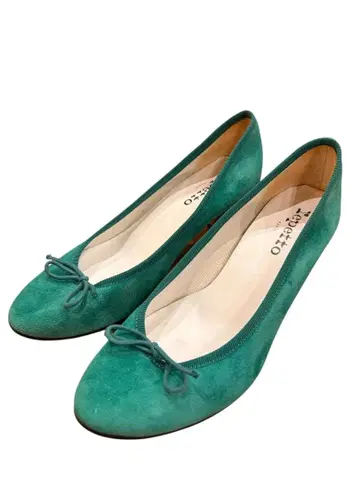 새상품급 Repetto 레페토 발레 슈즈 그린 스웨이드 38.5