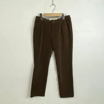 마드모아젤 논논 코듀로이 팬츠 브라운 체크 면 vintage