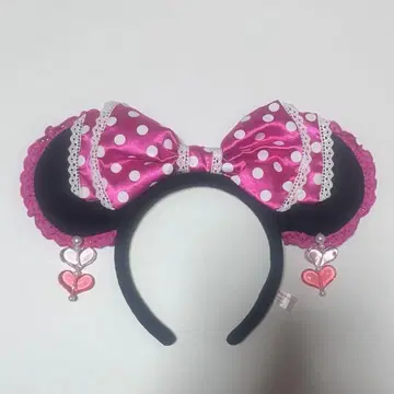 디즈니 미니 마우스 머리띠 귀찌 도트 핑크