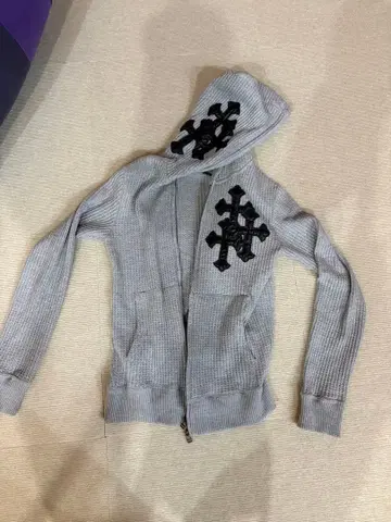 서멀 더블 지퍼 후드티 십자가 레더 크롬 그런지 Y2K 헤이세이