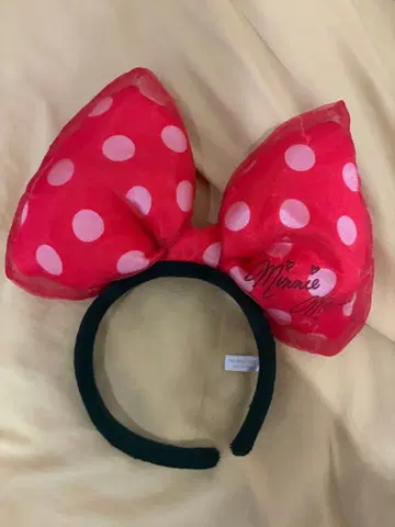 미니 마우스풍 머리띠 빨간색 도트