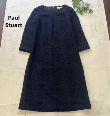 새상품급 Paul Stuart 트위드 원피스 사이즈 6 네이비 세레모니