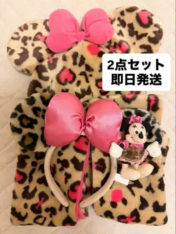 미니 마우스 레오파드 무늬 머플러 캡 머리띠