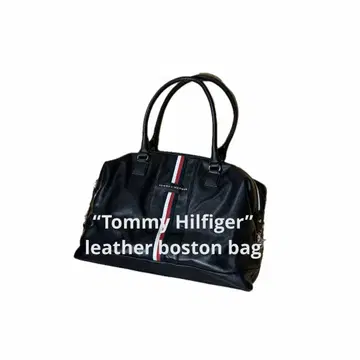 Tommy Hilfiger black leather boston bag