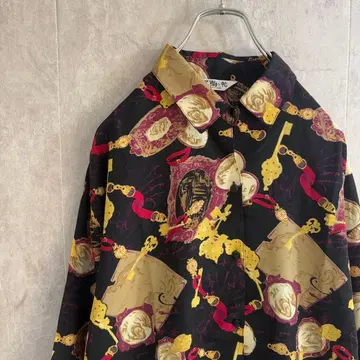 쇼와 레트로 체인 패턴 올 패턴 블라우스