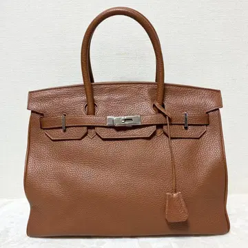 새상품급 고급 hallali 핸드백 브라운 가죽 주름 가공 프랑스제