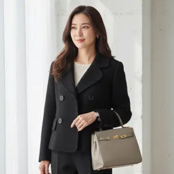 G9695*맥스앤코 울 숏 코트 블랙 38 긴팔