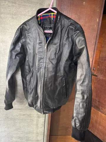 가죽 재킷 쇼와 캐롤 카미나리족 블랙 체크 안감