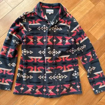 데님 벙거지 기하학 패턴 플리스 자켓