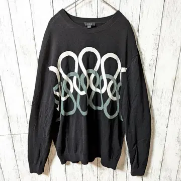 COS 코스 니트 면 얇은 소재 기하학 패턴 블랙 남성용 H&M XL