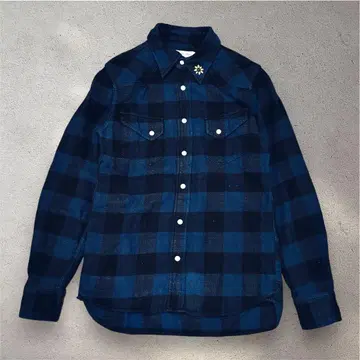 REMI RELIEF 레미릴리프 플란넬 셔츠 파랑 x 블랙 체크 웨스턴