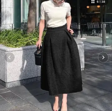 JENNE 오간자 볼륨 스커트 블랙 S