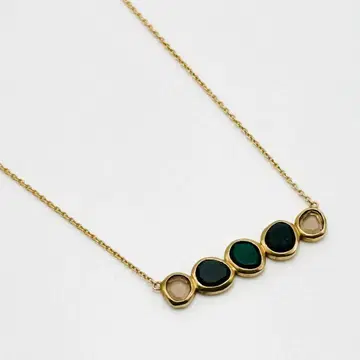 레어 agete k10 멀티 스톤 목걸이 맬러카이트 칼세도니