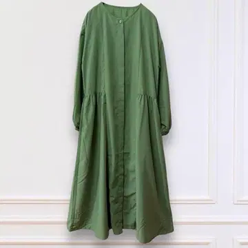 새상품급 코토리푸 개더 원피스 겉옷 체형 커버 돌려입기 그린 M