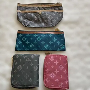 나일론 소재 무늬 파우치 4종 세트 파우치, 펜 케이스, 미니 지갑 2개