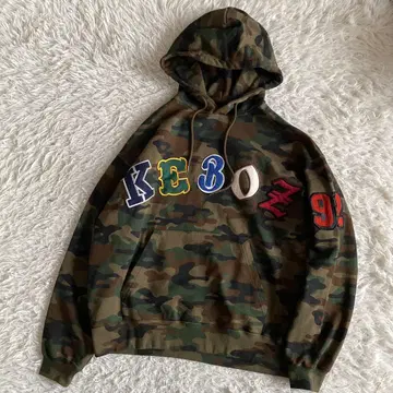 Keboz 후드 부착 후드티 카모플라쥬 카모플라주 컬러풀 로고