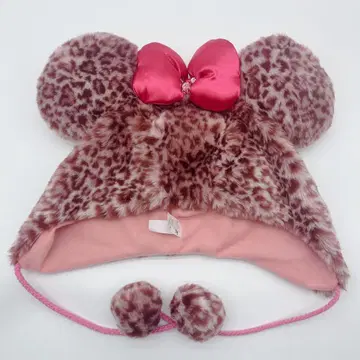 도쿄 디즈니 리조트 미니 마우스 레오파드 무늬 팬캡 핑크 표범 무늬
