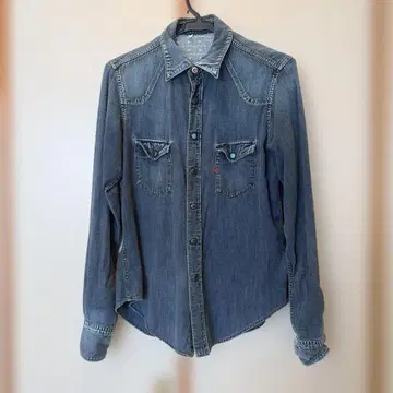 45rpm 데님 블루 긴팔 셔츠 프론트 포켓 부착