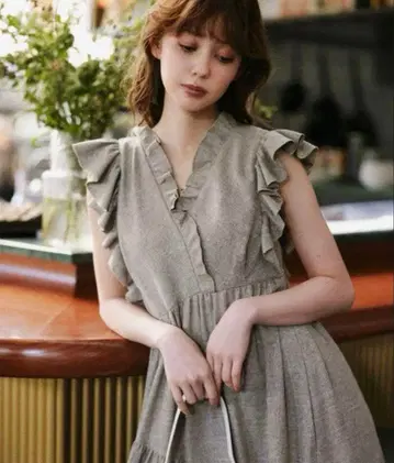 COCODEAL 코코딜 프릴 아지메 디자인 원피스 브라운 1