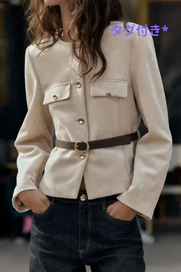 미사용* ZARA 자라 노카라 자켓 페이크 스웨이드 L 베이지