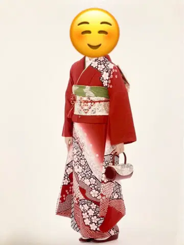 후리소데 빨간색 꽃무늬