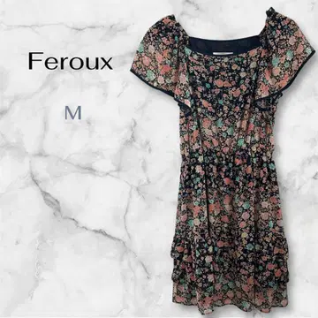 페루 Feroux 플라워 프린트 꽃무늬 반팔 원피스 M