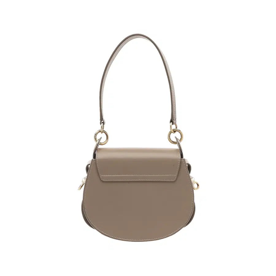 Chloé Tess 亮面与绒面小牛皮手袋，小型，莫蒂灰