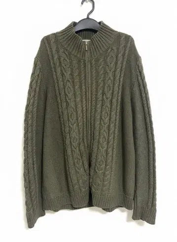 LLBean 풀 집업 케이블 니트 드라이버즈 니트