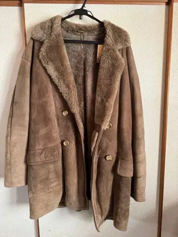 리얼 무스탕 코트 양가죽 브라운 불가리아제 빈티지 보아 코트